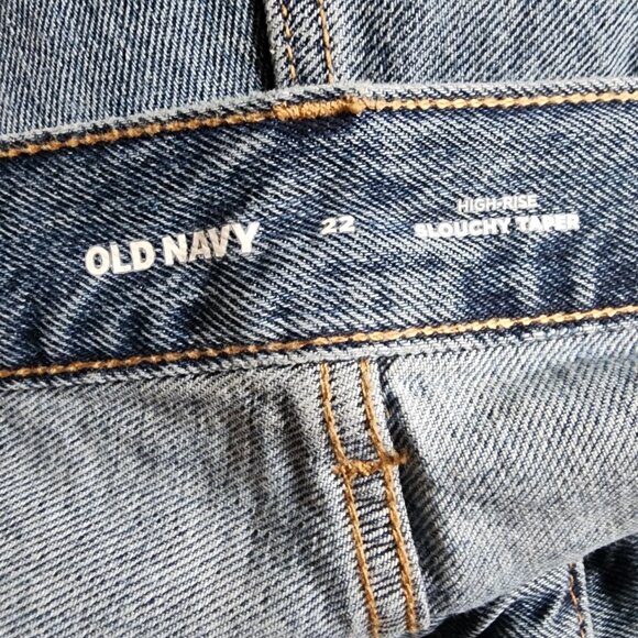Old Navy Jeans Womens Plus Size 22 High Rise Slouchy Taper Blue Denim‎ New NWT - Picture 5 of 7